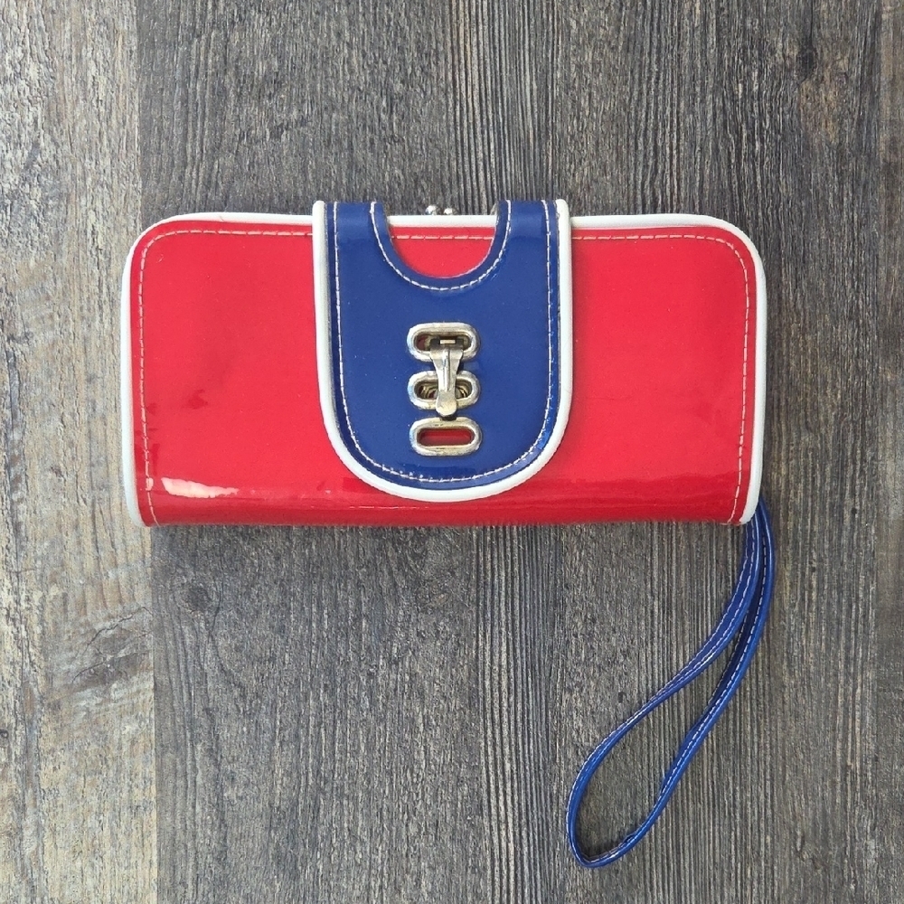 Vintage Red and Blue Wristlet Wallet